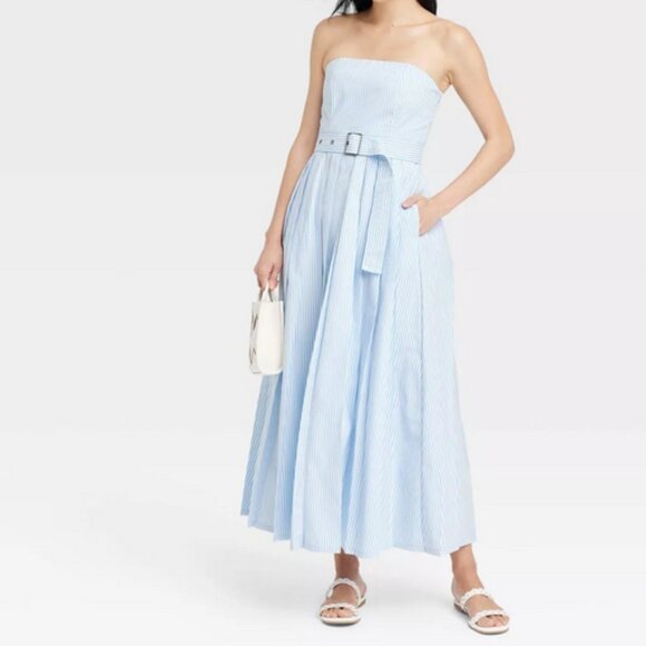 a new day Dresses & Skirts - A New Day Belted Midi Bandeau Dress NWT Striped